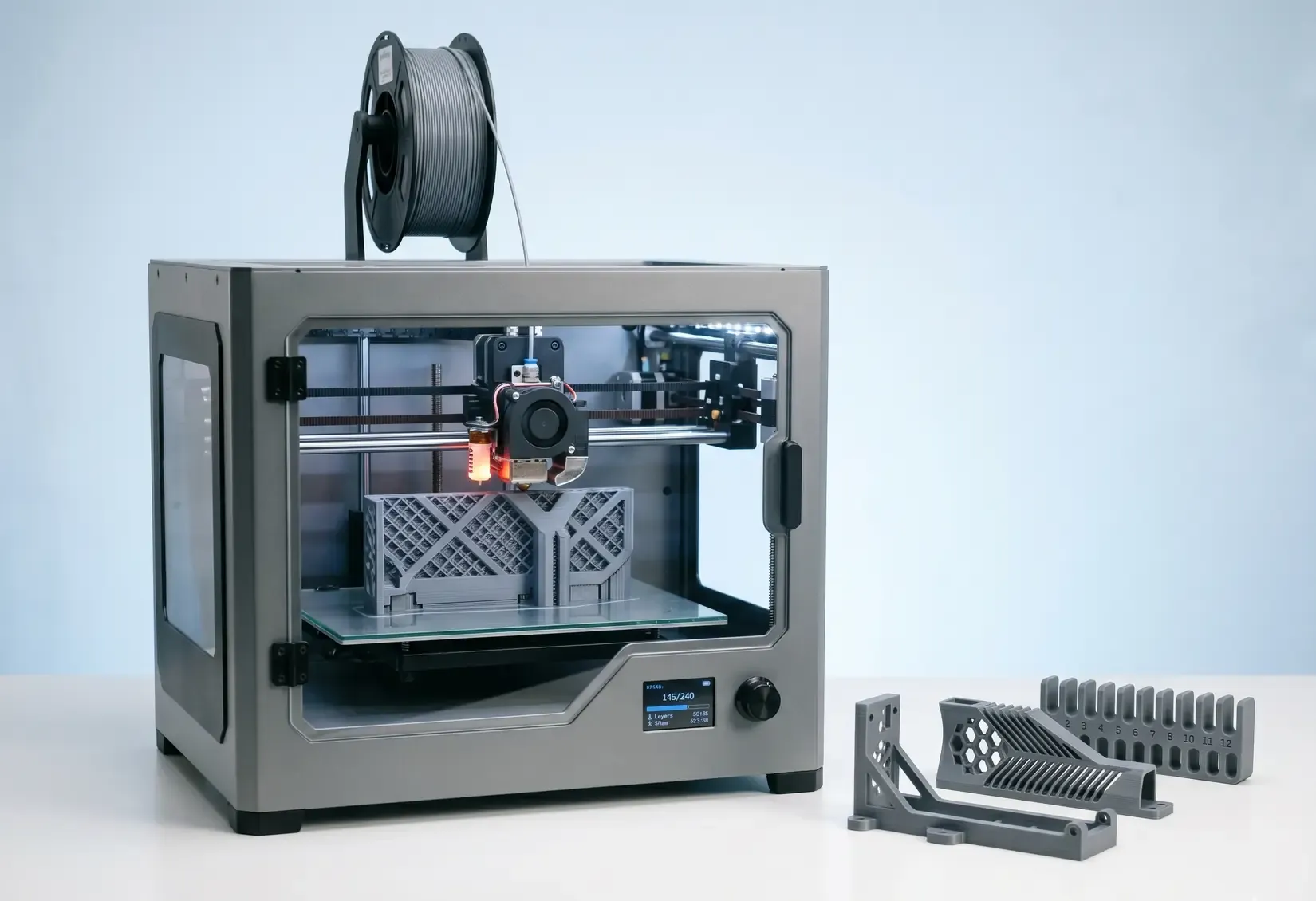 BIZON 3D printing department producing custom GPU brackets and airflow guides