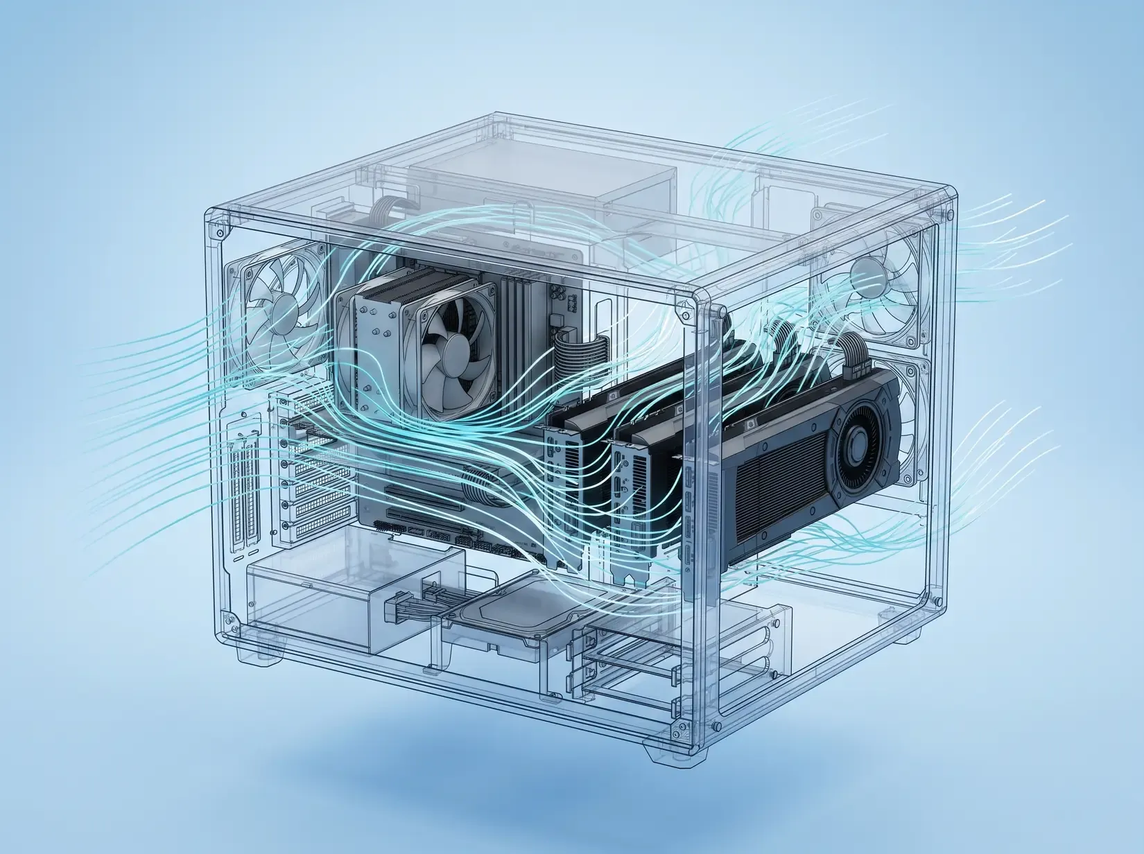 BIZON in-house CAD and CFD thermal engineering for multi-GPU workstations