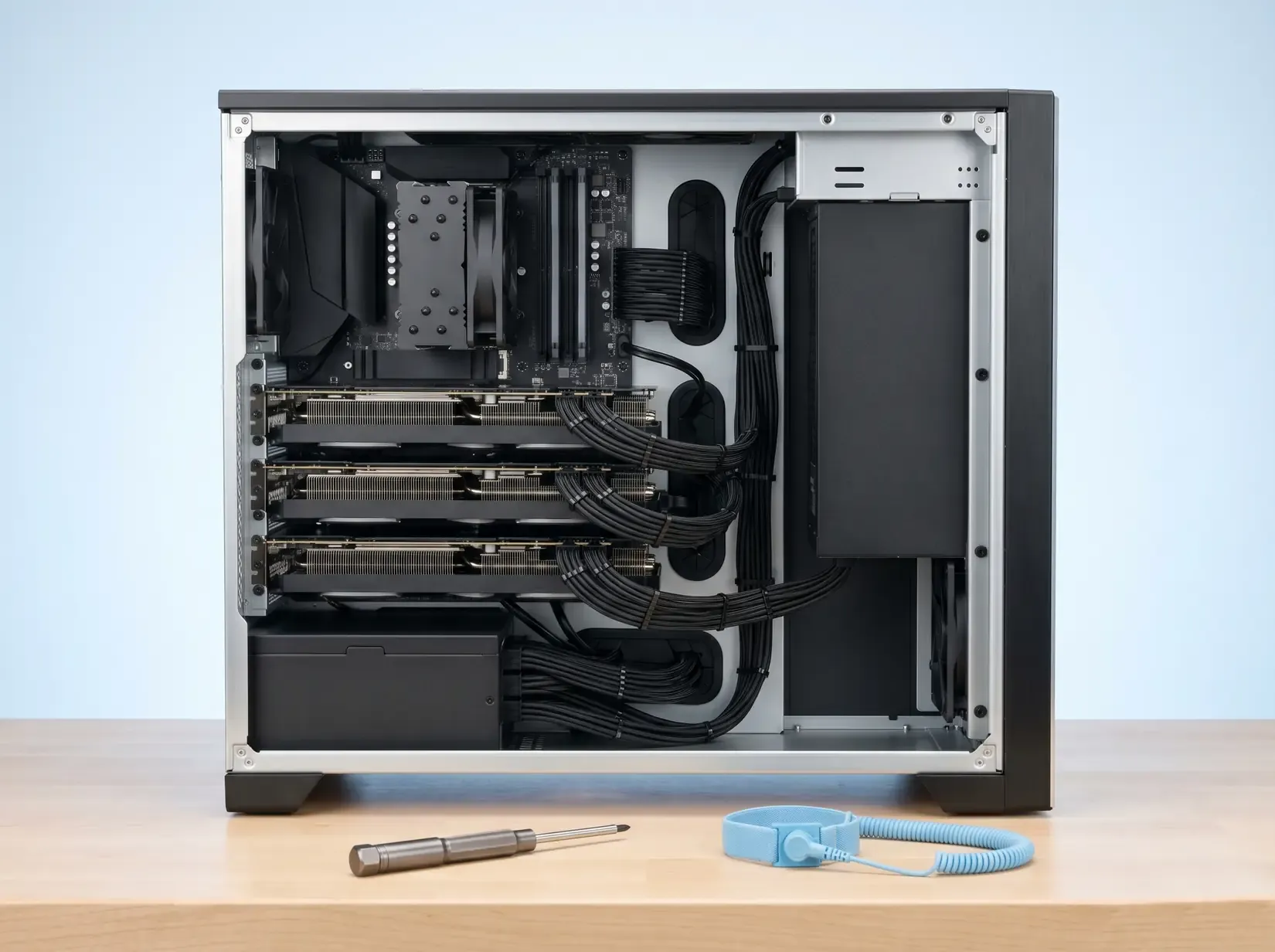 BIZON hand-assembly and stress testing of multi-GPU AI workstations