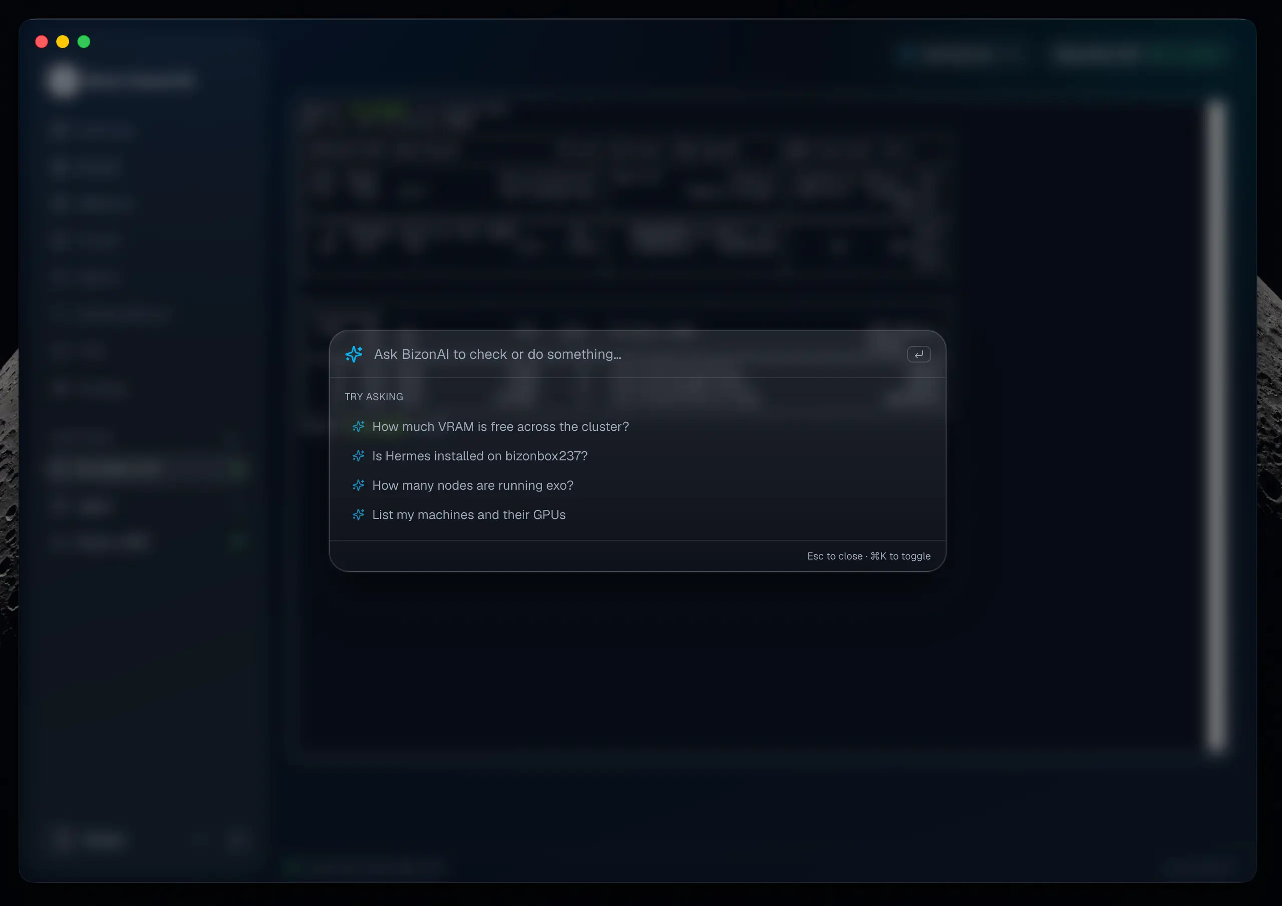BizonAI command bar