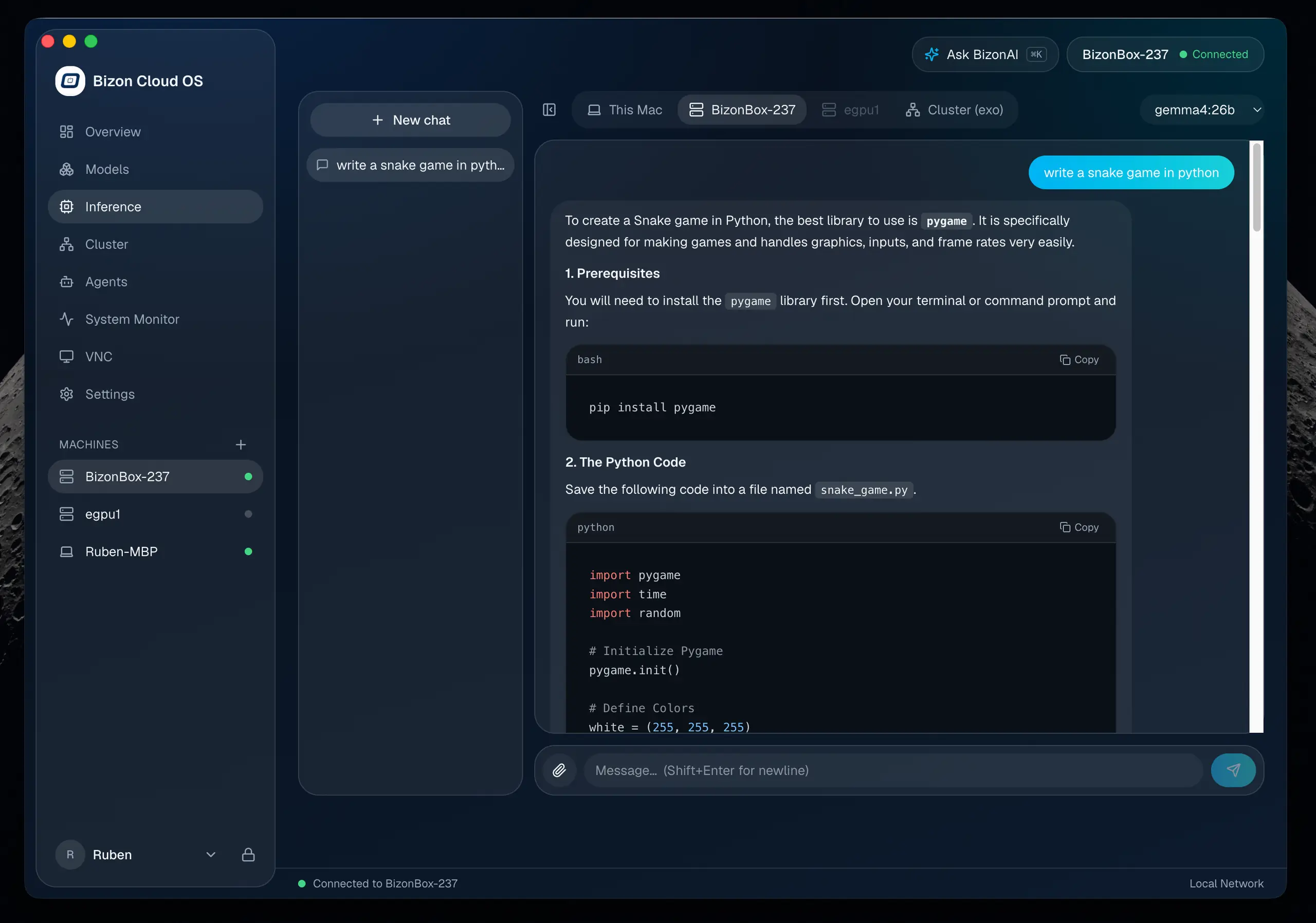 Inference chat view