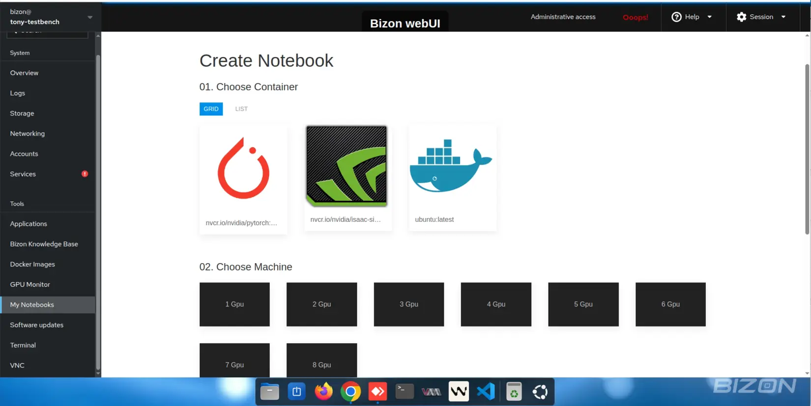 Bizon Control Panel Docker