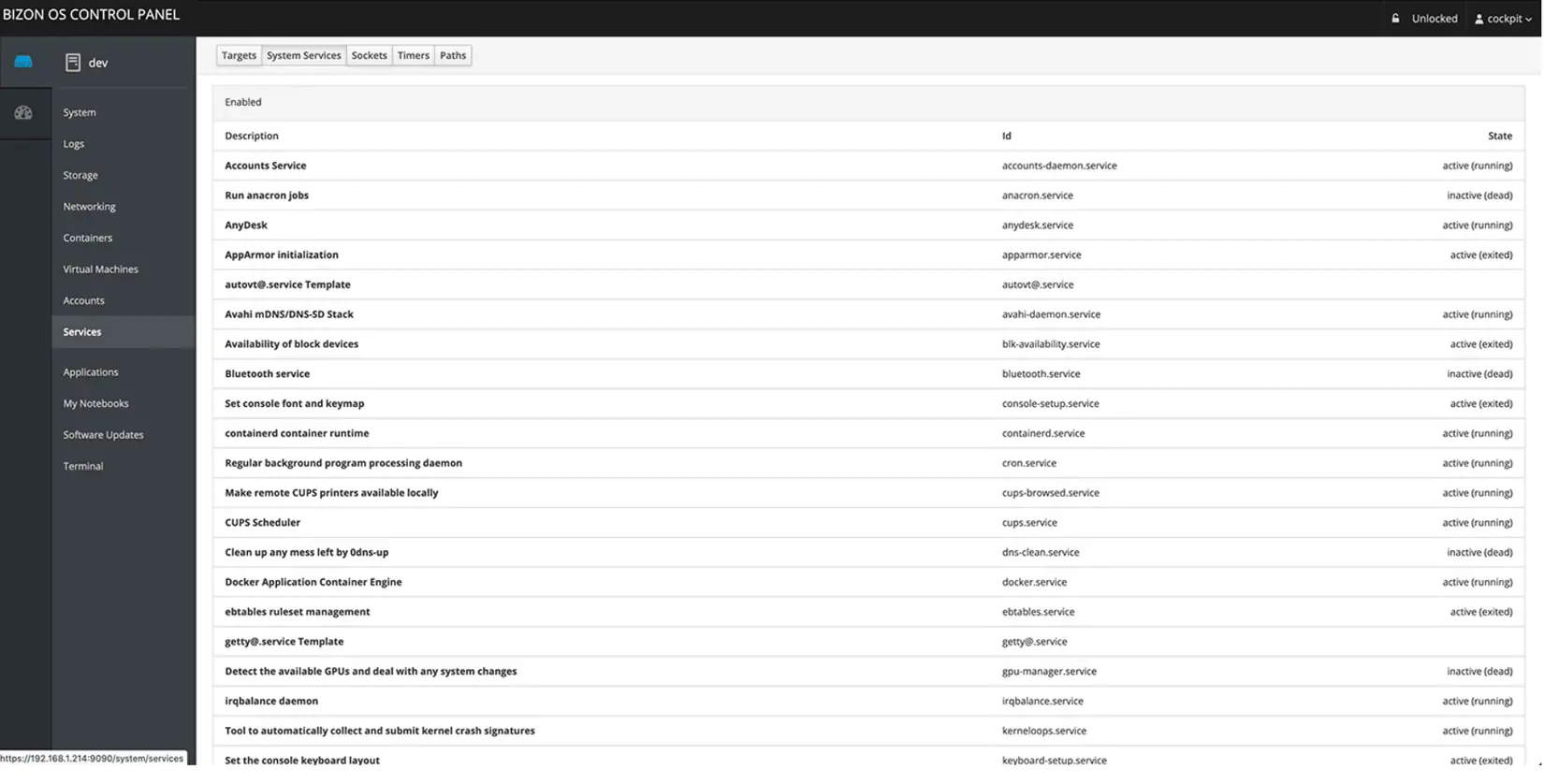 Bizon Control Panel Services