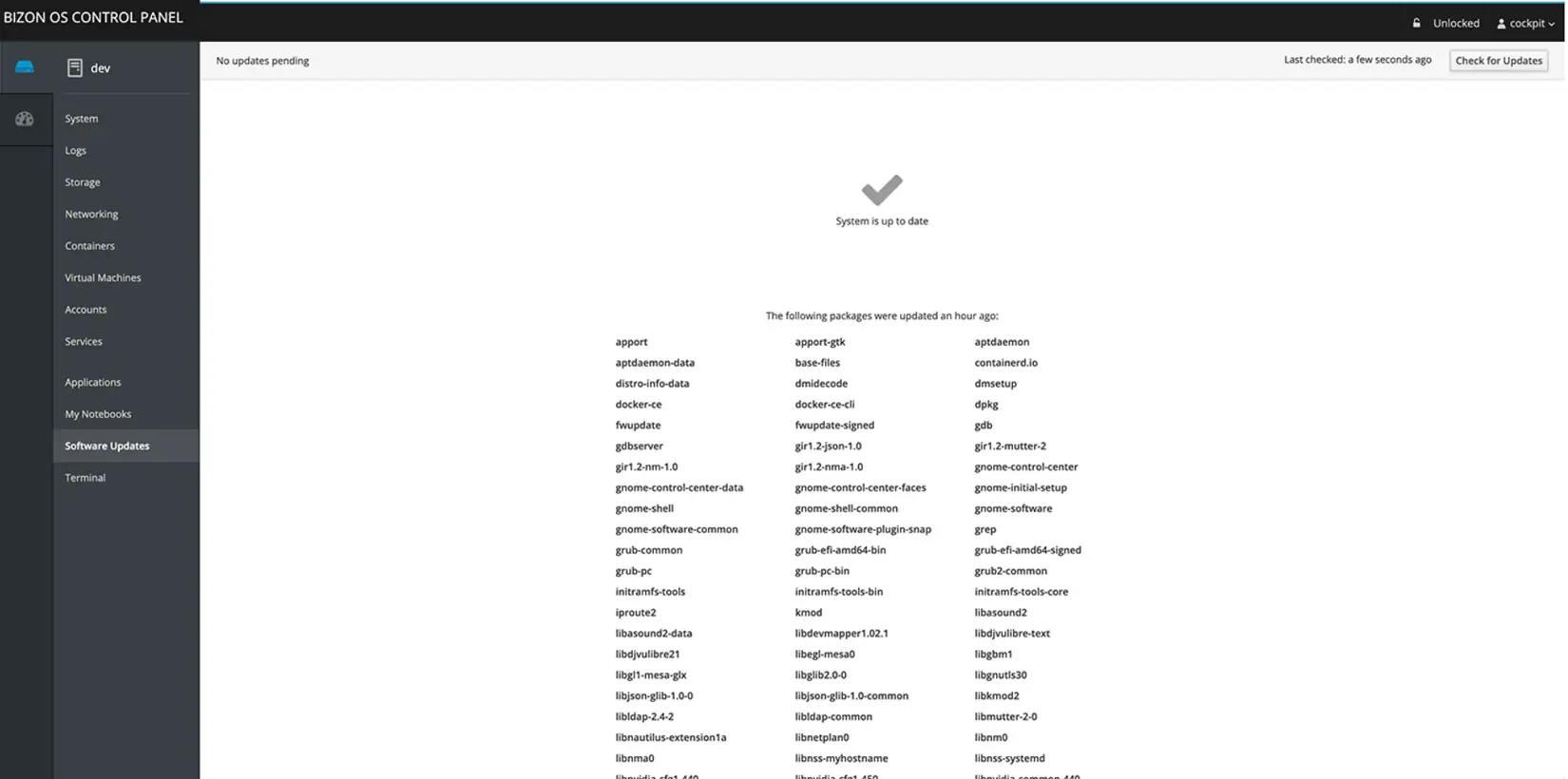 Bizon Control Panel Updates