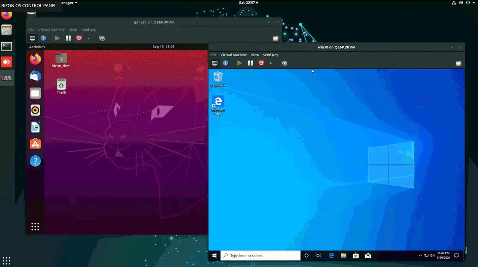 Bizon Control Panel Virtual Machines