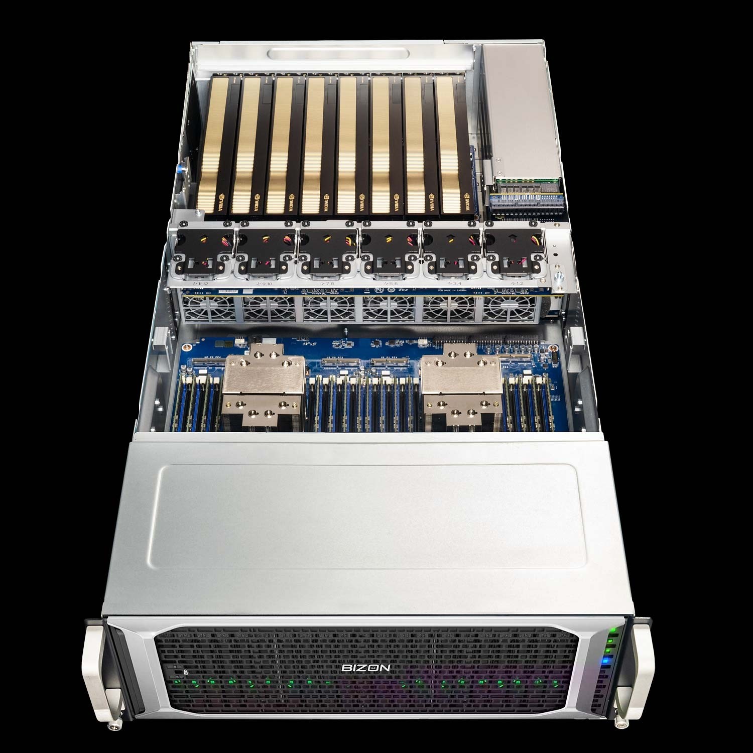 BIZON G9000 eight GPU NVLink H100 H200 server for molecular dynamics