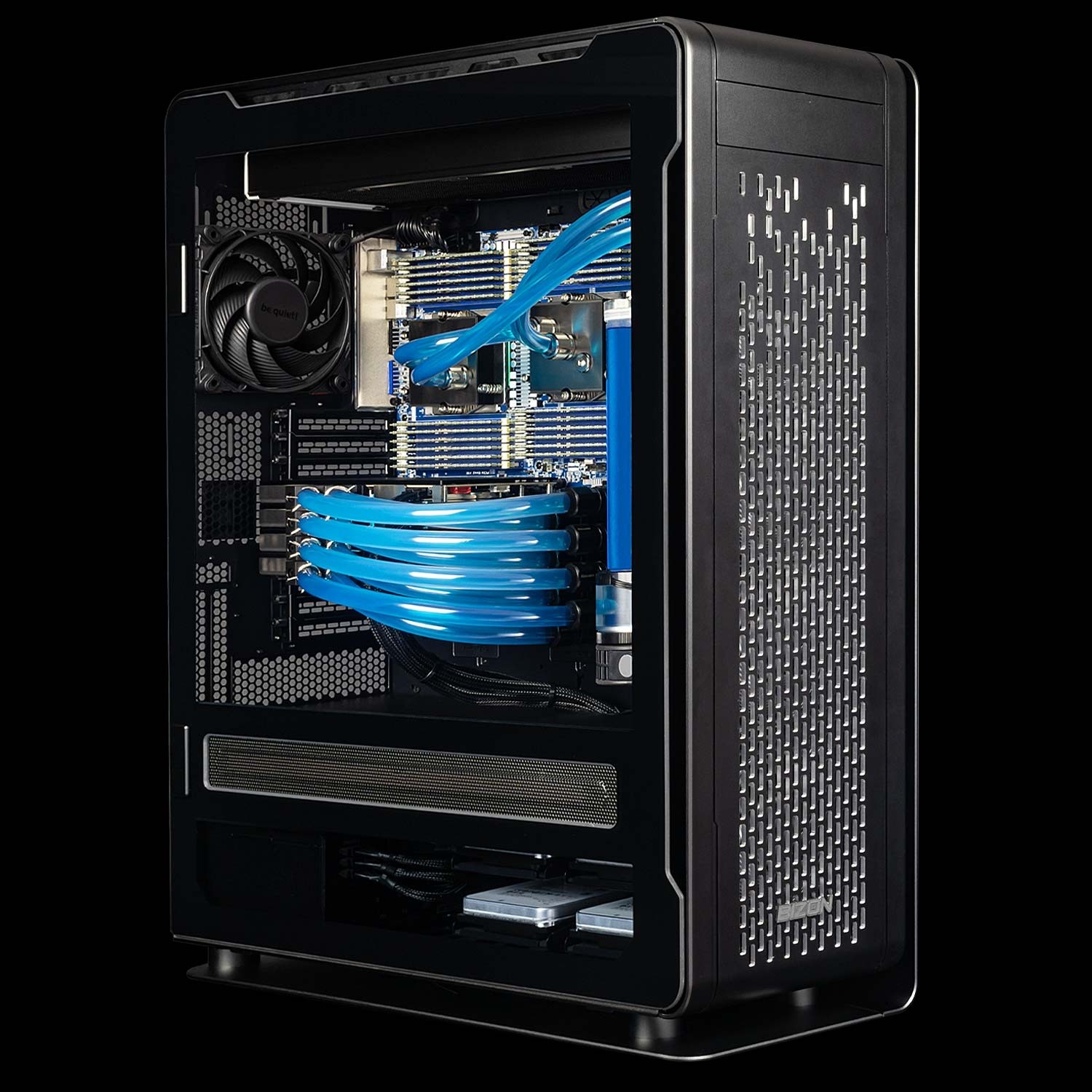 BIZON ZX6000 G2 – Water-cooled Dual AMD EPYC 7003, 9004 Workstation –  Scientific Research an Rendering PC – Up to 4 GPU, Up to 256 Cores CPU