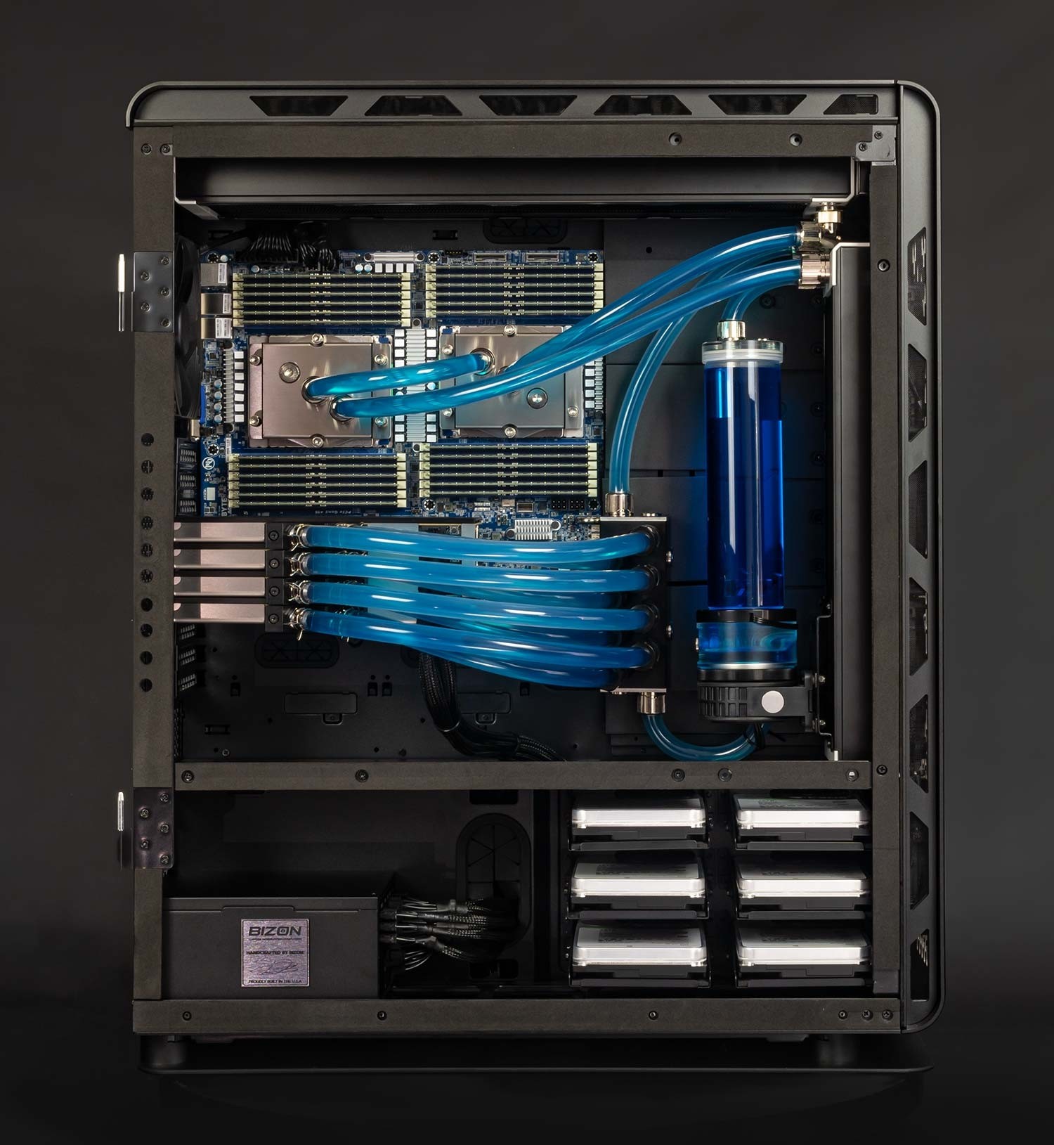 BIZON ZX6000 G2 – Water-cooled Dual AMD EPYC 7003, 9004 Workstation –  Scientific Research an Rendering PC – Up to 4 GPU, Up to 256 Cores CPU