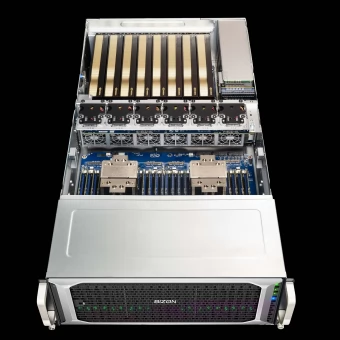 BIZON G9000 – 4x 8x NVIDIA A100, H100, H200 Tensor Core AI GPU Server with AMD EPYC, Intel Xeon