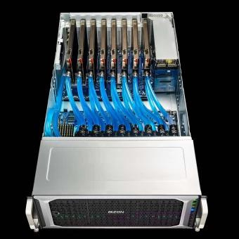 BIZON Z9000 G2 – Liquid-cooled NVIDIA H100, A100, A6000 Quadro RTX Deep Learning, AI and Parallel Computing GPU Server – Up to 8 GPU, dual Xeon up to 128 cores
